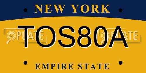 TOS80A New York License Plate
