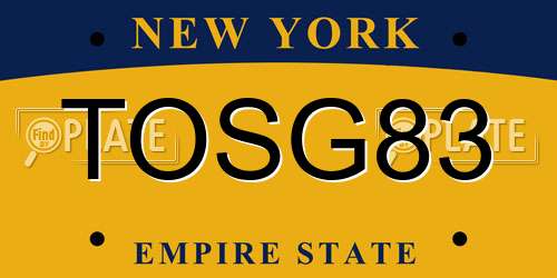 TOSG83 New York License Plate