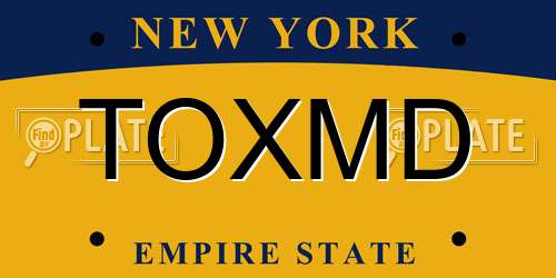 TOXMD New York License Plate