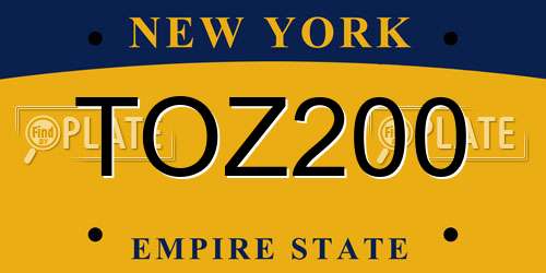 TOZ200 New York License Plate