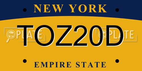 TOZ20D New York License Plate