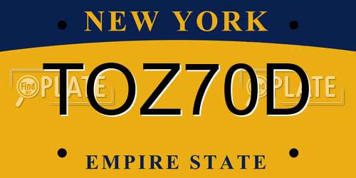 TOZ70D New York License Plate
