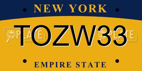 TOZW33 New York License Plate