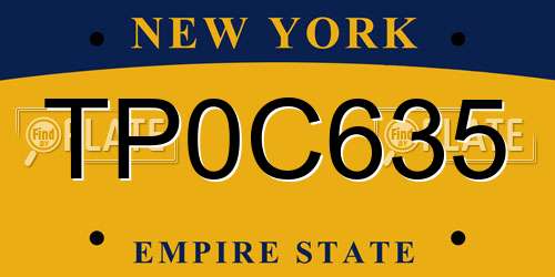 TP0C635 New York License Plate