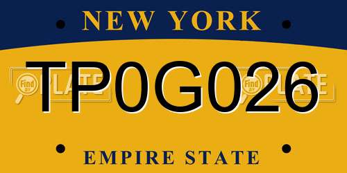 TP0G026 New York License Plate