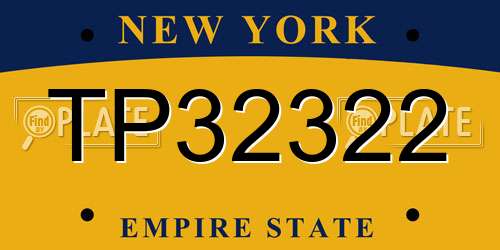 TP32322 New York License Plate