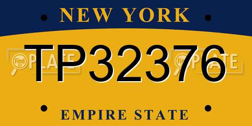 TP32376 New York License Plate