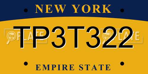 TP3T322 New York License Plate