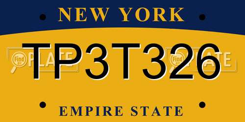 TP3T326 New York License Plate