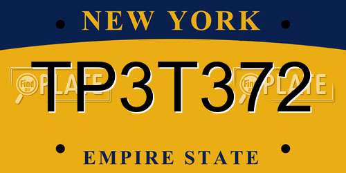 TP3T372 New York License Plate
