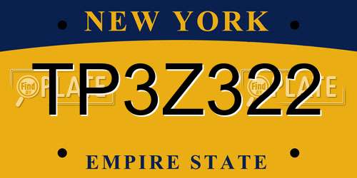 TP3Z322 New York License Plate