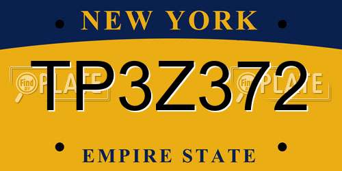 TP3Z372 New York License Plate
