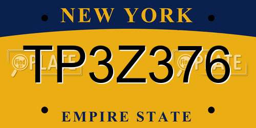 TP3Z376 New York License Plate