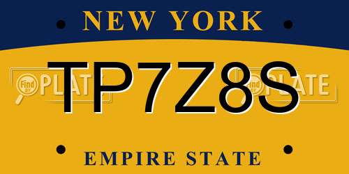 TP7Z8S New York License Plate