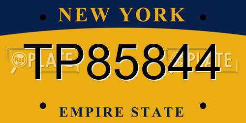 TP85844 New York License Plate