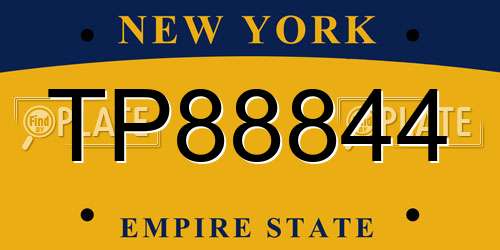 TP88844 New York License Plate
