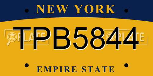 TPB5844 New York License Plate