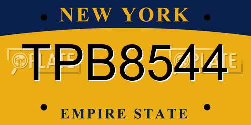 TPB8544 New York License Plate