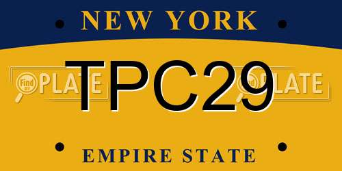 TPC29 New York License Plate