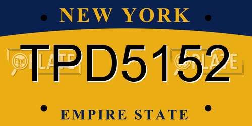 TPD5152 New York License Plate