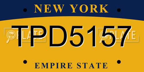 TPD5157 New York License Plate
