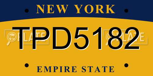 TPD5182 New York License Plate