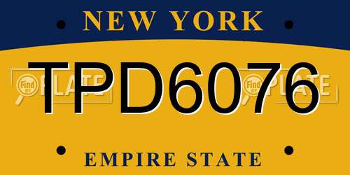 TPD6076 New York License Plate