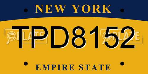 TPD8152 New York License Plate