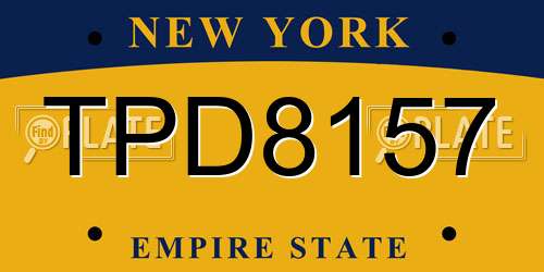TPD8157 New York License Plate