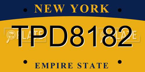 TPD8182 New York License Plate