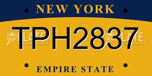 TPH2837 New York License Plate