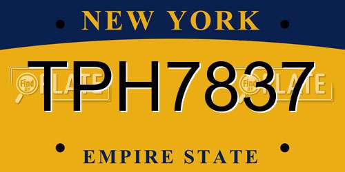 TPH7837 New York License Plate