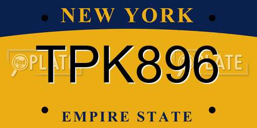TPK896 New York License Plate