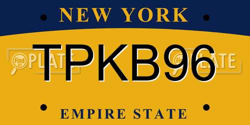 TPKB96 New York License Plate