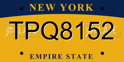 TPQ8152 New York License Plate