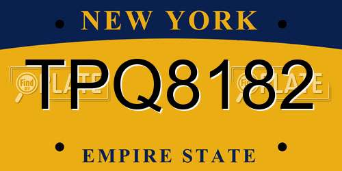 TPQ8182 New York License Plate