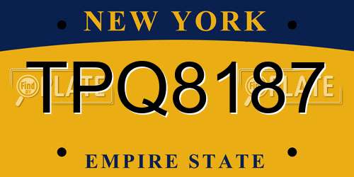 TPQ8187 New York License Plate