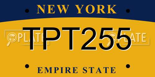 TPT255 New York License Plate