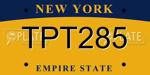 TPT285 New York License Plate