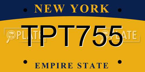 TPT755 New York License Plate