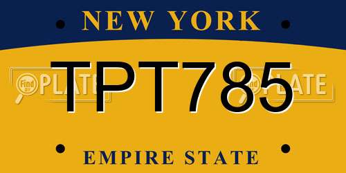 TPT785 New York License Plate