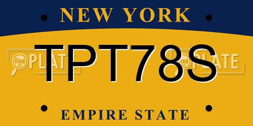 TPT78S New York License Plate