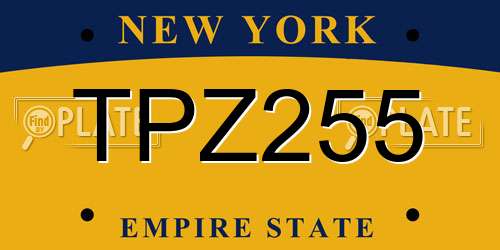 TPZ255 New York License Plate