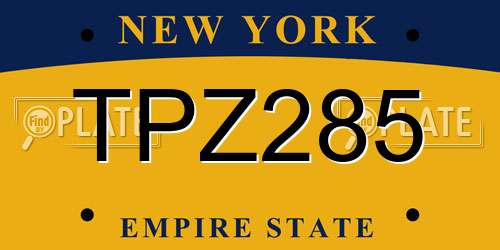 TPZ285 New York License Plate