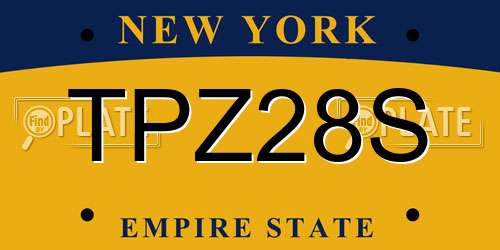 TPZ28S New York License Plate