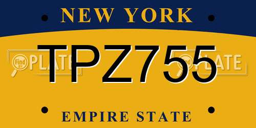 TPZ755 New York License Plate