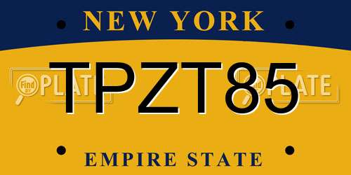TPZT85 New York License Plate