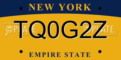 TQ0G2Z New York License Plate