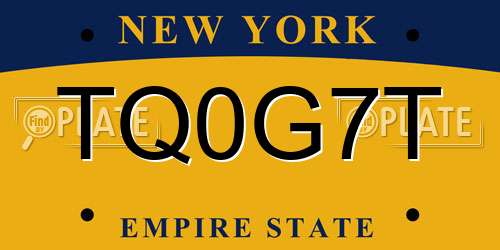TQ0G7T New York License Plate