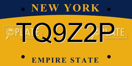 TQ9Z2P New York License Plate